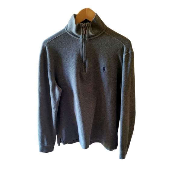 Polo Ralph Lauren Gray 1/4 Zip Men's Pullover Sweater Shirt Size Medium - Picture 1 of 4